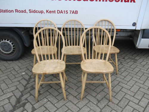 5 x Wooden Spindle Back Dining Chairs.