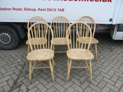 5 x Wooden Spindle Back Dining Chairs.