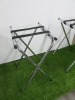 33 x Assorted Sized Utopia Non Slip Trays & Folding Tray Stands to Include: 4 x Chrome Folding Tray Stands, 6 x 67cm Oval Trays, 11 x 40cm Round Trays & 12 x 35cm Rond Trays. - 6