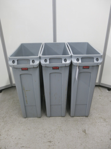 3 x Rubbermaid Slim Jim Bins, 87L.