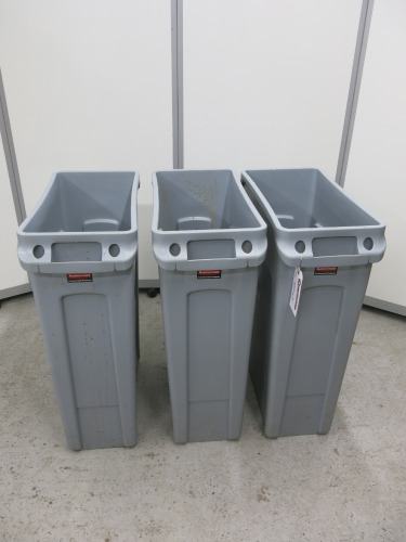 3 x Rubbermaid Slim Jim Bins, 87L.