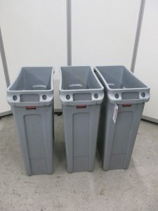 3 x Rubbermaid Slim Jim Bins, 87L.