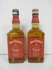 2 x Bottles of Jack Daniel's Cinnamon Spice Tennessee Fire Whiskey, 70cl.