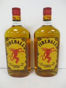 2 x Bottles of Fireball Cinnamon & Whisky Favour Liquor, 70cl.
