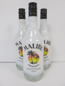 3 x Bottles of Malibu Original Liqueur, 70cl.