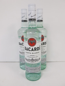 3 x Bottles of Bacardi Carta Blanca Superior White Rum, 70cl.