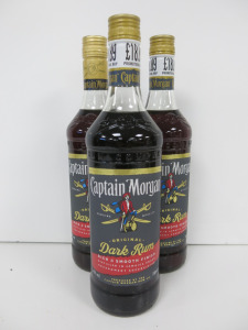 3 x Bottles of Captain Morgan Original Dark Rum, 70cl.