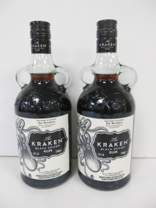 2 x Bottles of Kraken Black Spiced Rum, 70cl.
