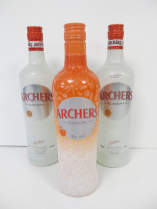 4 x Bottles of Archers Schnapps, 70cl.