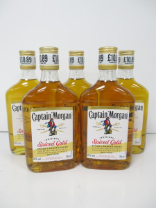5 x Bottles of Captain Morgan Spiced Gold Rum, 35cl.