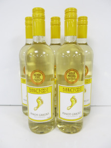 5 x Bottles of Barefoot Pinot Grigio White Wine, 750ml.