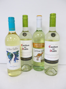 4 x Bottles of Assorted White Wine to Include: 2 x Sauvignon Blanc, 1 x Yellow Tail & 1 x Echo Falls, 750ml.
