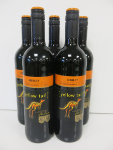 5 x Bottles of Yellow Tail Merlot Red Wine, 2024, 750ml.