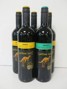 6 x Bottles of Yellow Tail Red Wine to Include: 4 x Shiraz & 2 x Malbec, 750ml.