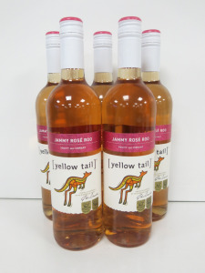 5 x Bottles of Yellow Tail Jammy Rose Roo Wine, 750ml.