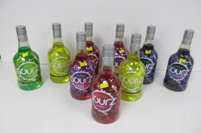 10 x Bottles of Sourz Sweet & Sour Spirit Drink, 70cl.