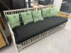 Sika Design Rattan & White Metal Caroline 3 Seater Outdoor Sofa with Black Seat Cushion. Size W200cm. - 2