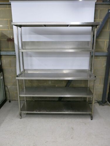 Stainless Steel Table with Backsplash, 2 x Shelves Over & 2 x Shelves Under. Size H190cm x W150cm x 50cm.