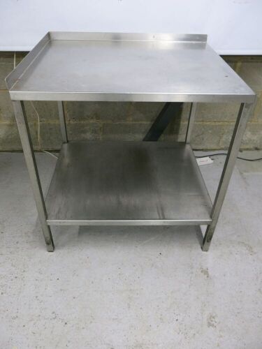 Stainless Steel Table with Backsplash, Left Side Splash & Shelf Under. Size H88cm x W84cm x D75cm.