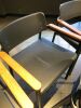 4 x Emu Metal Chairs with Wood Armrests & 2 x Black Faux Leather Seat Pads. - 4