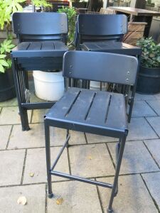 7 x Emu Outdoor Black Metal High Stools.