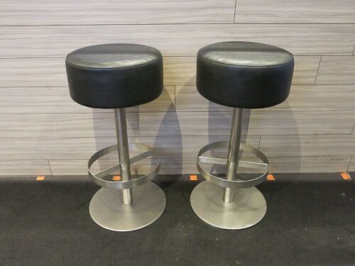 22 x Pedrali Stalls with Black Faux Leather Seat & Heavy Metal Base.