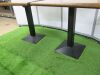 8 x Square Stained Heavy Wood Top Tables with Black Metal Square Base. Size H78cm x W75cm x D75cm. - 3