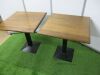 8 x Square Stained Heavy Wood Top Tables with Black Metal Square Base. Size H78cm x W75cm x D75cm. - 4