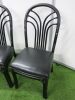 10 x Rustic Black Wooden Chairs with Black Leather Seat Cushions. - 2