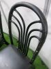 10 x Rustic Black Wooden Chairs with Black Leather Seat Cushions. - 3