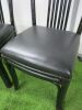 10 x Rustic Black Wooden Chairs with Black Leather Seat Cushions. - 4
