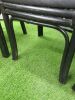 10 x Rustic Black Wooden Chairs with Black Leather Seat Cushions. - 5