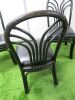 10 x Rustic Black Wooden Chairs with Black Leather Seat Cushions. - 6