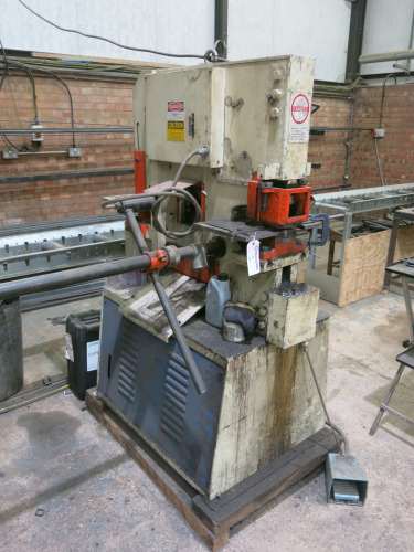 Sunrise Hydraulic 5 Station Iron Worker, Model 1W-60K, S/N 358861, DOM 05/2005. Comes with Some Additional Tooling.