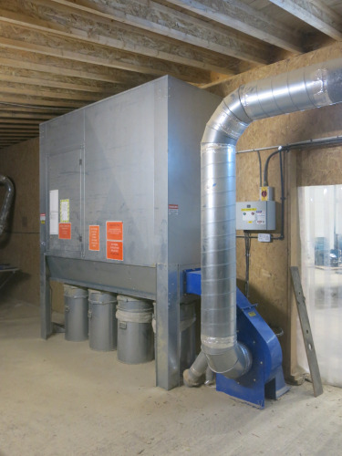PJ Galvanised 4 Bin Dust Extraction System with Motor and Galvanised Ducting Throughout Building. NOTE: Believed to have been installed in May 2022. The buyer will be required to arrange for the disconnection, dismantling and loading, making good any dama