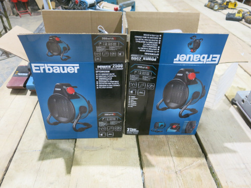 2 x Erbaur Power 2500 Workshop Heaters in Original Boxes.