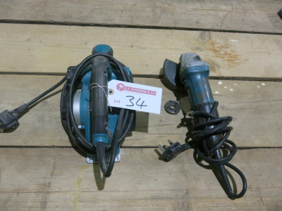 2 x Makita Tools to Include: Makita KP0810 240v Planer & Makita 4" Angle Grinder.