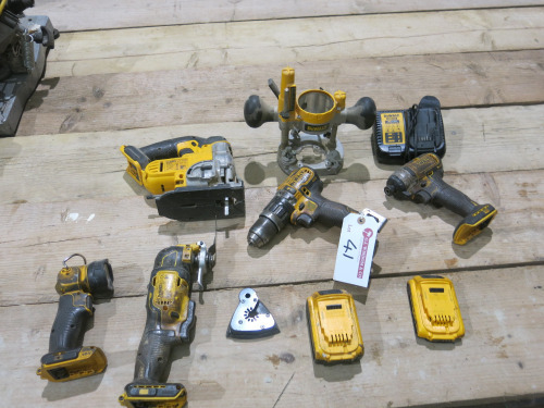 Selection of DeWalt Li-Lion Power Tools Including: Impact Driver, Drill, Jig Saw, Multi Tool, Torch, Charger & 2 x Batteries.