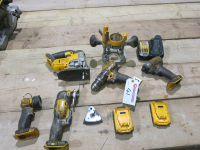 Selection of DeWalt Li-Lion Power Tools Including: Impact Driver, Drill, Jig Saw, Multi Tool, Torch, Charger & 2 x Batteries.