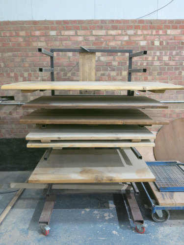 Mobile 10 Canterlever Board Rack.