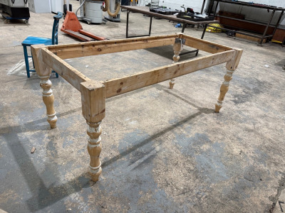 173cm x 81cm Pine Wood Table Base with Turned Legs.