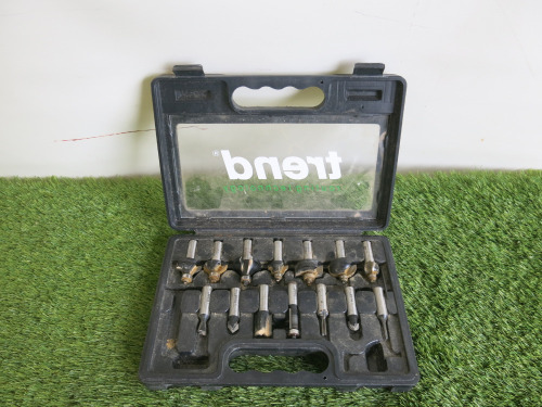 Trend 15 Piece Router Cutter Starter Set, in Original Carry Case. NOTE: missing 1 piece.