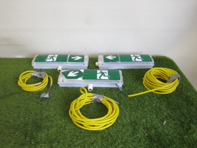 3 x Emergency Exit Lights with Cables.
