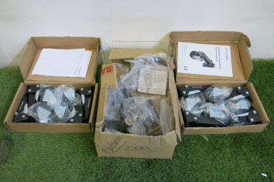 2 x Rutlands Workbench & Machinery Castor Sets with Lifts, Comes with Manual, & 1 x Banham Lock Fitting Set with Manual.