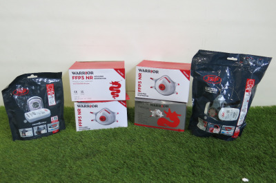 4 x Warrior Respirator Masks, 1 x JSP Twin Cartridge Half Mask & 1 x JSP Press to Check Mask Filters.