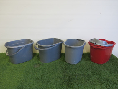 4 x Assorted Buckets to Include: 3 x Grey & 1 x Red.