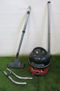 Numatic Vacuum, Model NRV240-11 with Poles & Attachment. NOTE: requires hose.