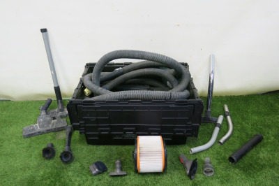 Lot Including Various Vacuum Cleaner Attachments with Poles, Hoses, Brushes & Others (As Viewed). NOTE: crate not included.