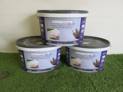 3 x Sealed 20kg Buckets of ProJoint Porcelain Grout in Dark Grey.