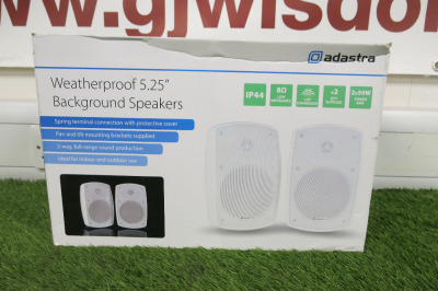 Pair of Adastra Weatherproof 5.25" Background Speakers, in Original Box.